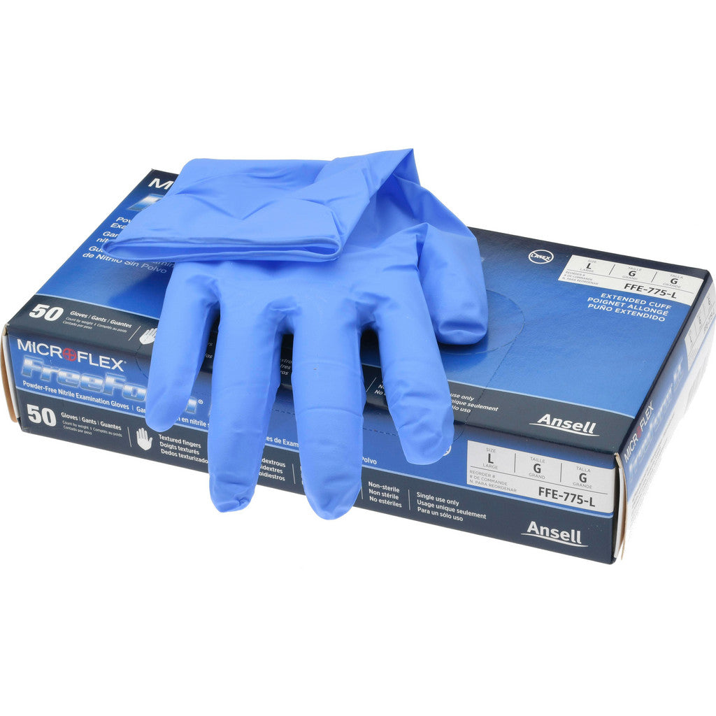 Ansell FFE-775-L Disposable Gloves: Series Microflex FreeForm, Size Large, 4.7 mil, Nitrile, Medical, Powder-Free