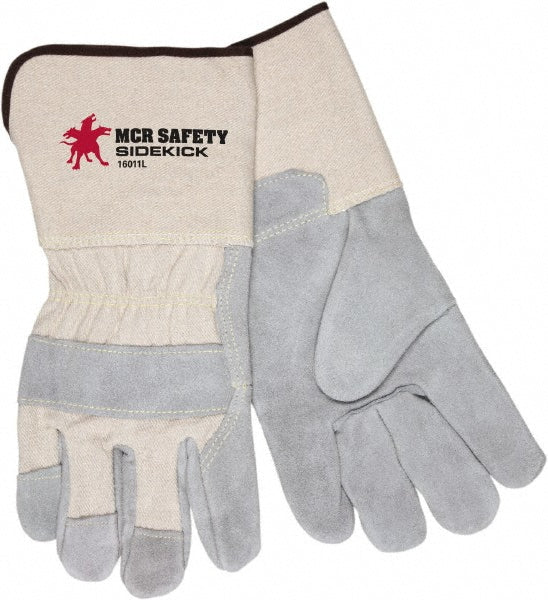MCR Safety 16011L Unlined Leather Palm Gloves: Size Large, Not Coated, Side Split