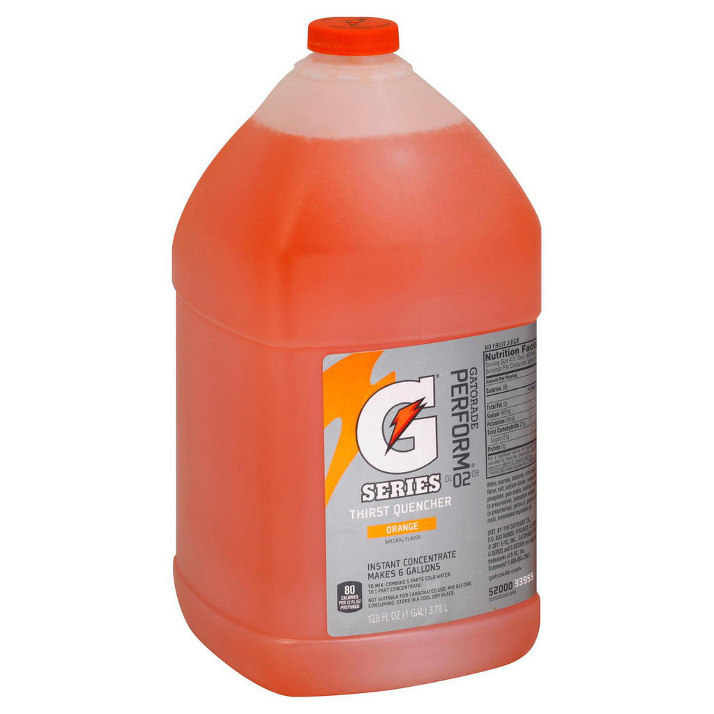 Gatorade 3955 Activity Drink: 1 gal, Bottle, Orange, Liquid Concentrate & Powder, Yields 6 gal