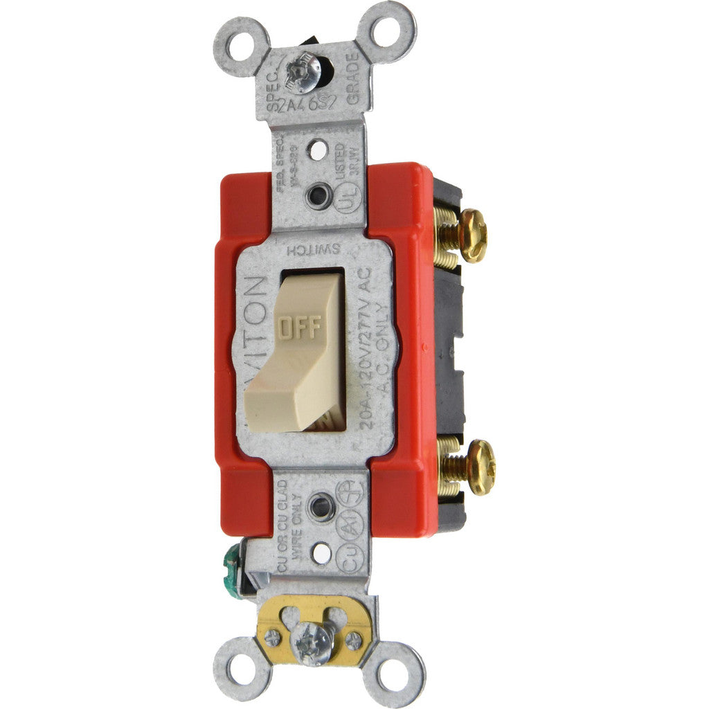 Leviton 1221-2 1 Pole, 120 to 277 VAC, 20 Amp, Industrial Grade Toggle Wall Switch
