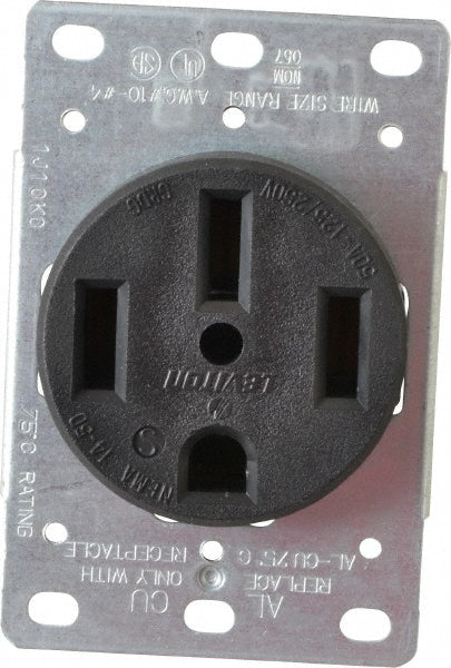 Leviton 279-S00 Straight Blade Single Receptacle: NEMA 14-50R, 50 Amps, Self-Grounding