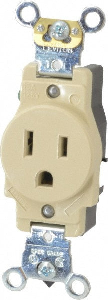 Leviton 5261-I Straight Blade Single Receptacle: NEMA 5-15R, 15 Amps, Self-Grounding