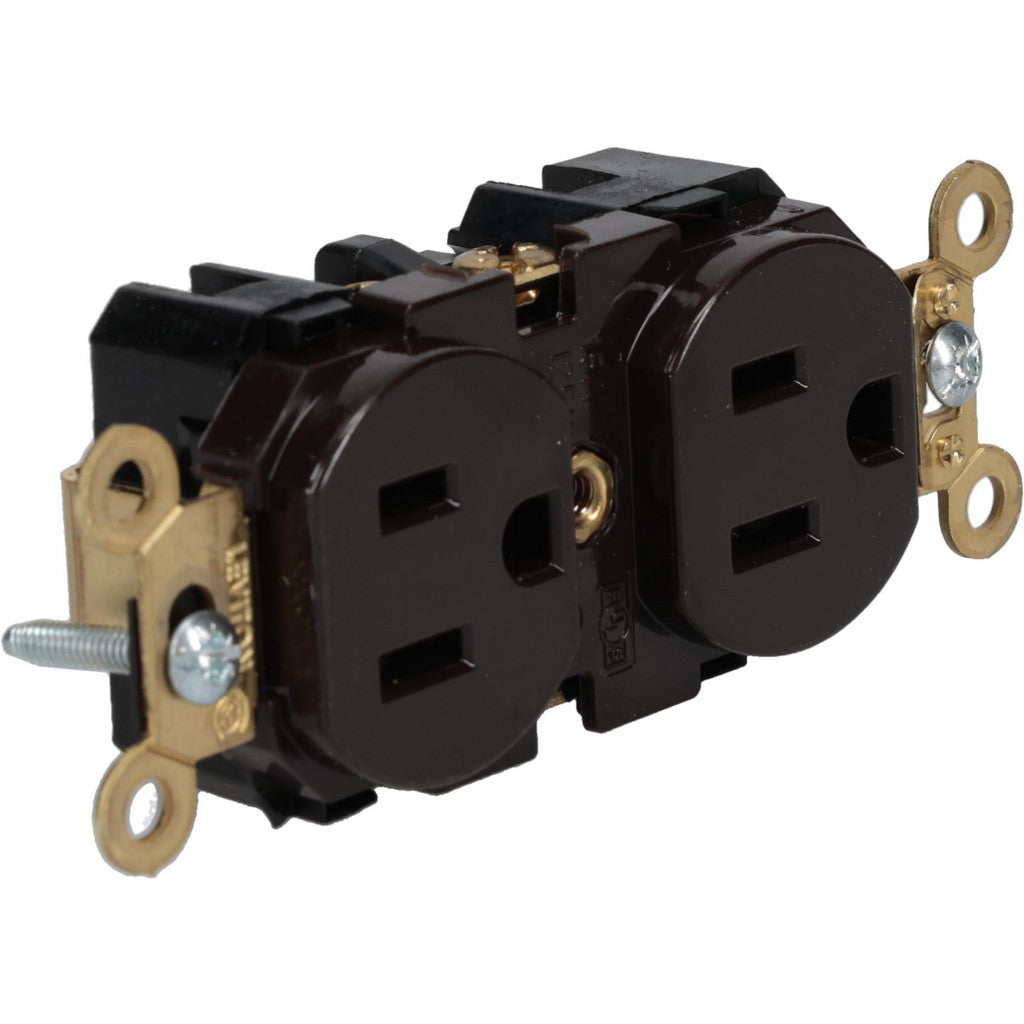 Leviton 5262 Straight Blade Duplex Receptacle: NEMA 5-15R, 15 Amps, Self-Grounding