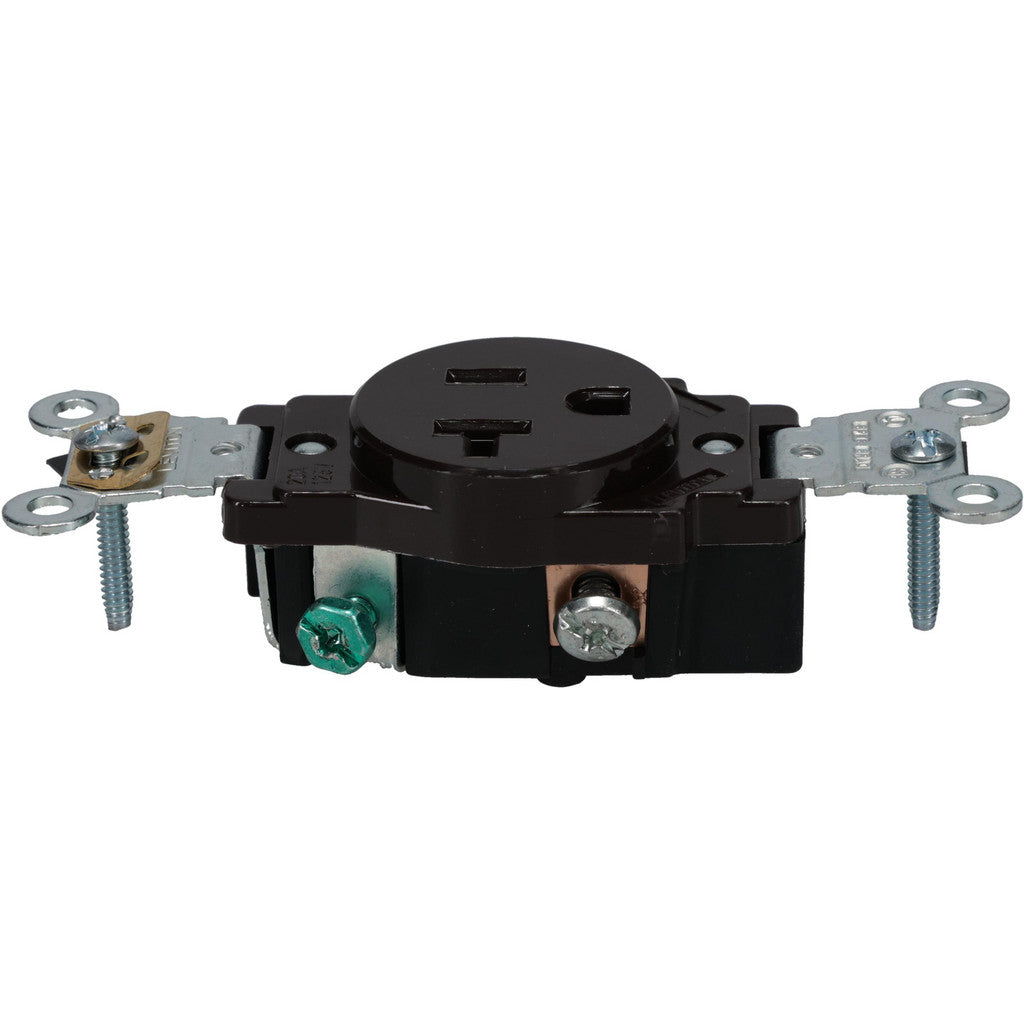 Leviton 5361 Straight Blade Single Receptacle: NEMA 5-20R, 20 Amps, Self-Grounding