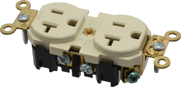 Leviton 5362-I Straight Blade Duplex Receptacle: NEMA 5-20R, 20 Amps, Self-Grounding