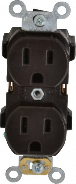 Leviton 5252 Straight Blade Duplex Receptacle: NEMA 5-15R, 15 Amps, Self-Grounding