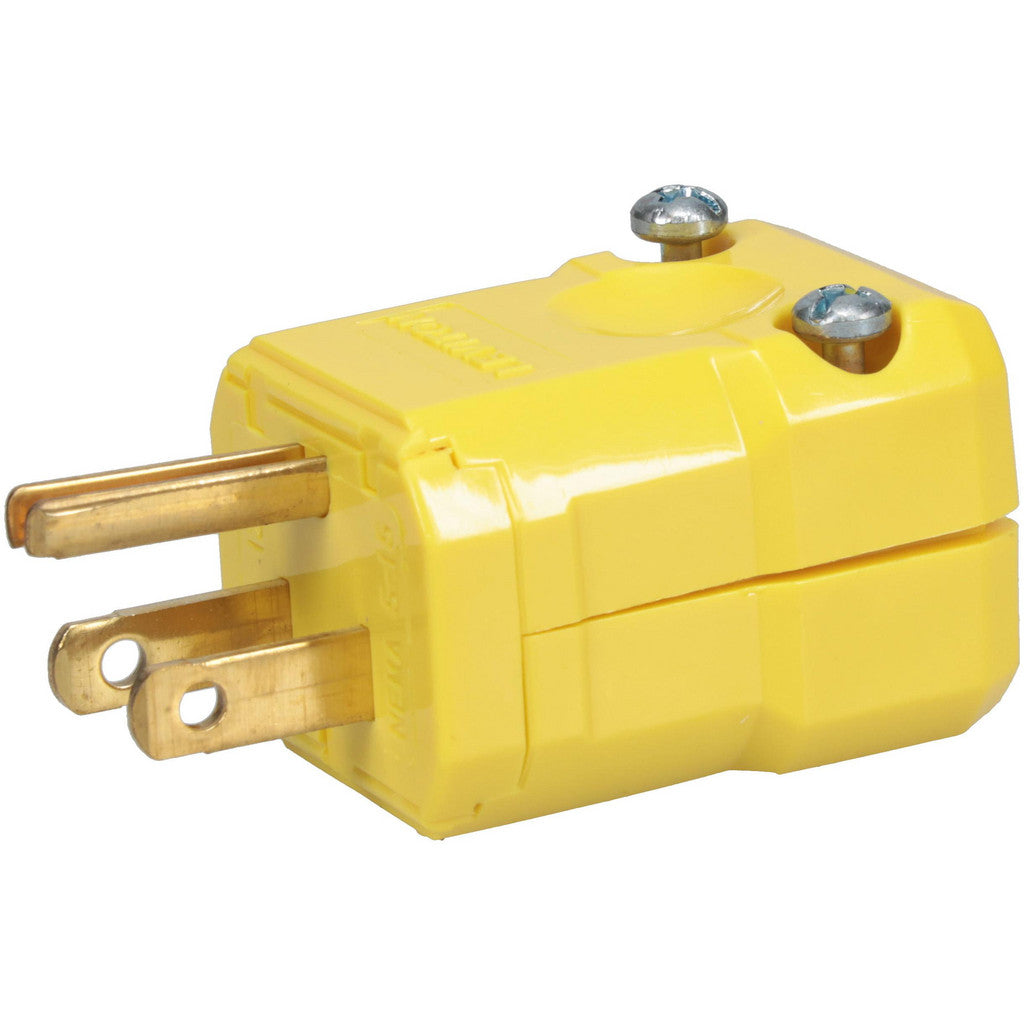 Leviton 5256-VY Straight Blade Plug: Industrial, 5-15P, 125VAC, Yellow