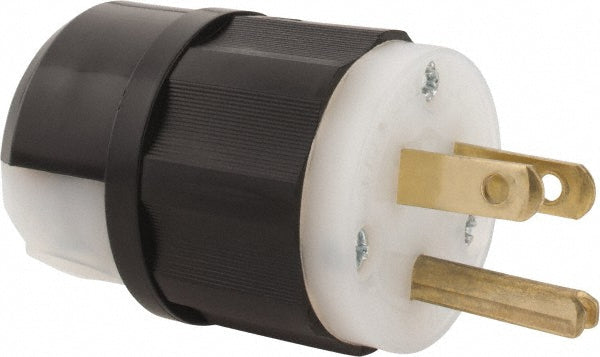 Leviton 5266-C Straight Blade Plug: Industrial, 5-15P, 125VAC, Black & White