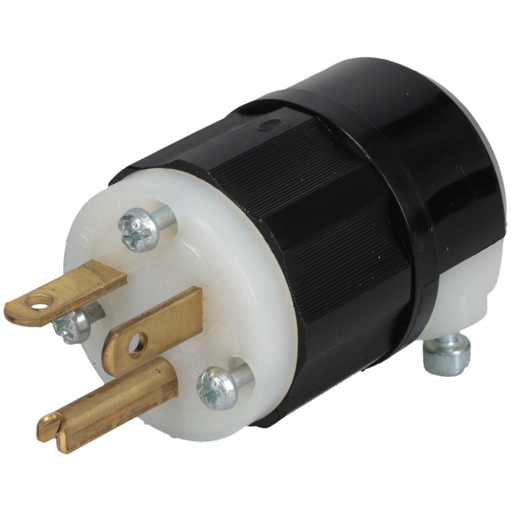 Leviton 5466-C Straight Blade Plug: Industrial, 6-20P, 250VAC, Black & White