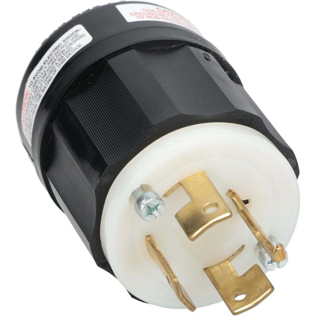 Leviton 7411-C Locking Inlet: Plug, Industrial, Non-NEMA, 120 & 208V, Black & White