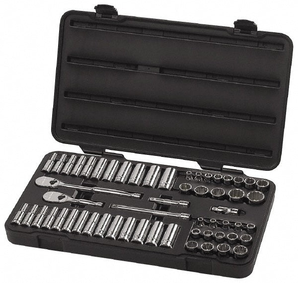 GEARWRENCH 80551 Socket Set: Deep & Standard, 57 Pc, 3/8" Drive, 1/4" Min, 1" Max