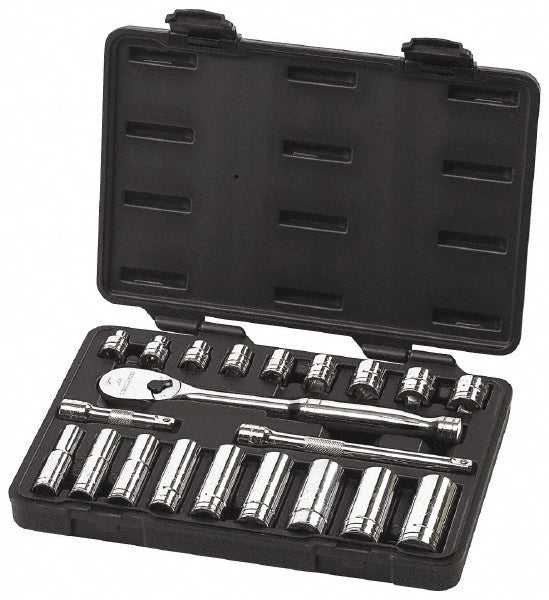 GEARWRENCH 80557 Socket Set: Deep Standard, 21 Pc, 3/8" Drive, 3/8 to 3/4"