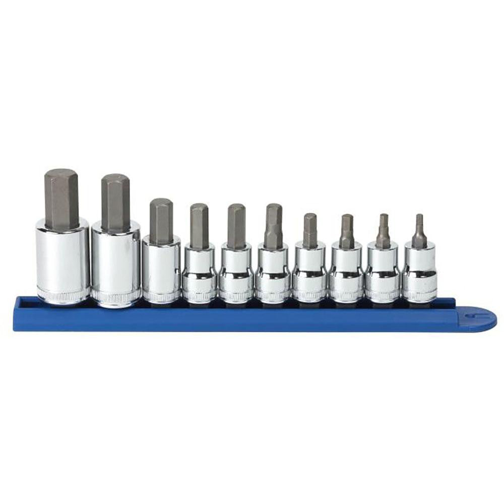 GEARWRENCH 80578 Hex Bit Socket Set: 3/8 & 1/2" Drive, 10 Pc, 4 to 17 mm Hex
