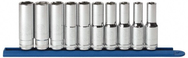 GEARWRENCH 80704 Socket Set: Deep, 10 Pc, 1/2" Drive, 10.00 to 19.00 mm
