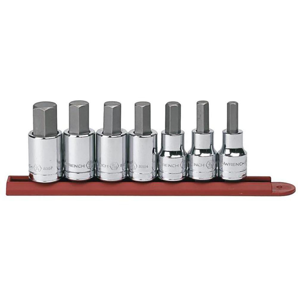 GEARWRENCH 80721 Hex Bit Socket Set: 1/2" Drive, 7 Pc, 5/16 to 3/4" Hex