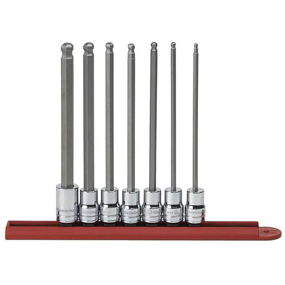 GEARWRENCH 80574 Hex Bit Socket Set: 3/8" Drive, 7 Pc, 1/8 to 3/8" Hex