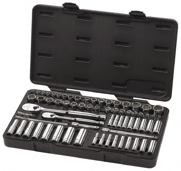 GEARWRENCH 83000 Socket Set: Deep Standard, 68 Pc, 1/4, 3/8" Drive, 3/16 to 7/8", 4.00 to 17.00 mm