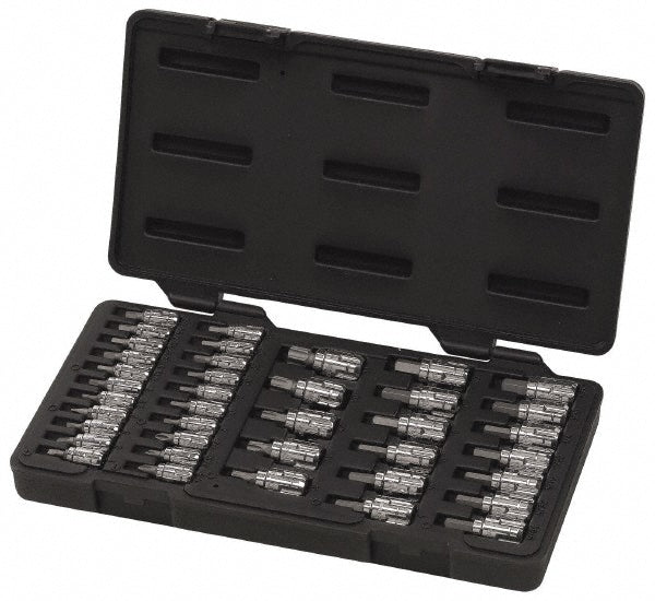 GEARWRENCH 890040 Hex Bit Socket Set: 1/4 & 3/8" Drive, 39 Pc, 1/16 to 3/8" Hex