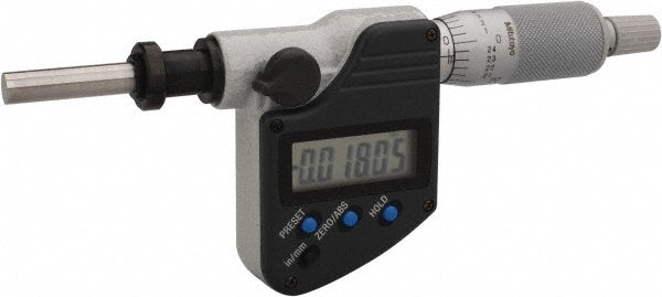 Mitutoyo 350-352-32 0 to 25.4mm Range, 6.35mm Spindle Dia, 156.5mm OAL, Flat Spindle Electronic Micrometer Head