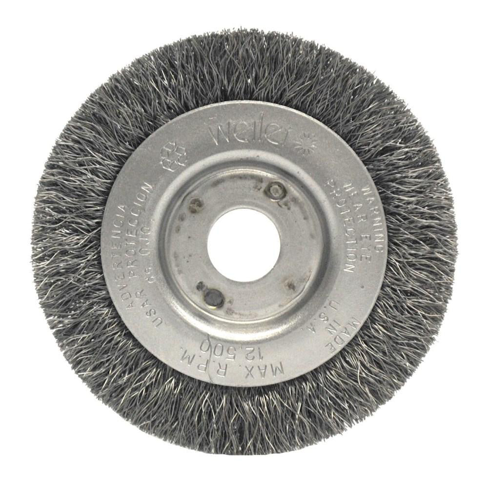 Weiler 234 Wheel Brush: 3" Wheel Dia, 7/16" Face Width, 0.0118" Wire Dia, Crimped