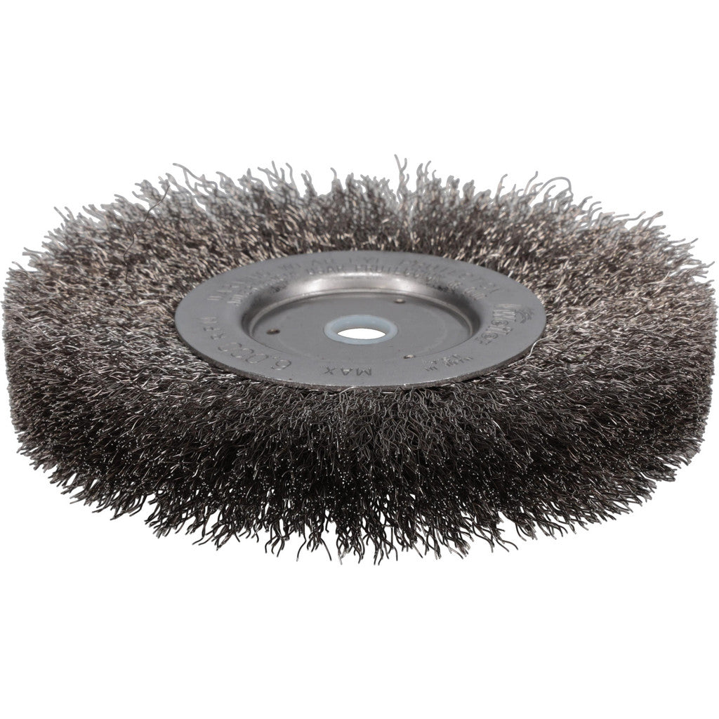 Weiler 1695 Wheel Brush: 6" Wheel Dia, 1/2" Face Width, 0.0104" Wire Dia, Crimped