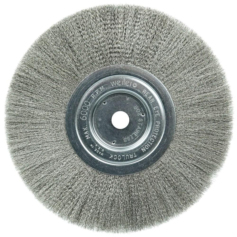 Weiler 1775 Wheel Brush: 8" Wheel Dia, 1/2" Face Width, 0.0060" Wire Dia, Crimped