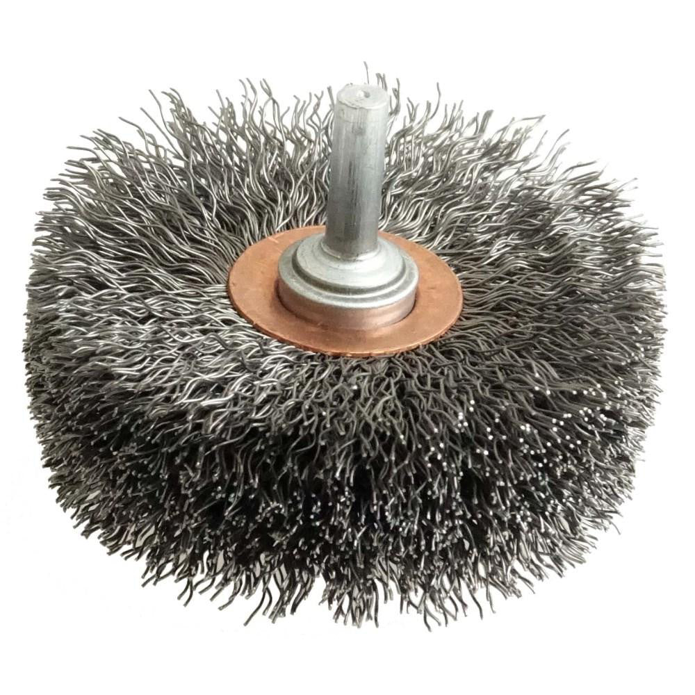 Weiler 17623 Wheel Brush: 3" Wheel Dia, 1" Face Width, 0.0140" Wire Dia, Crimped