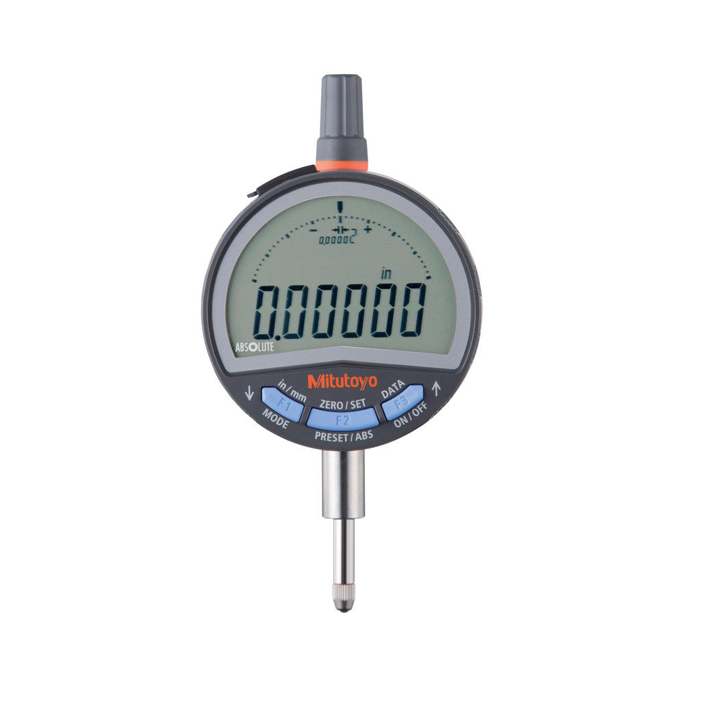 Mitutoyo 543-702B-02 LCD Electronic Drop Indicator: 1/2" Max, 0.000120" Accuracy, Flat Back