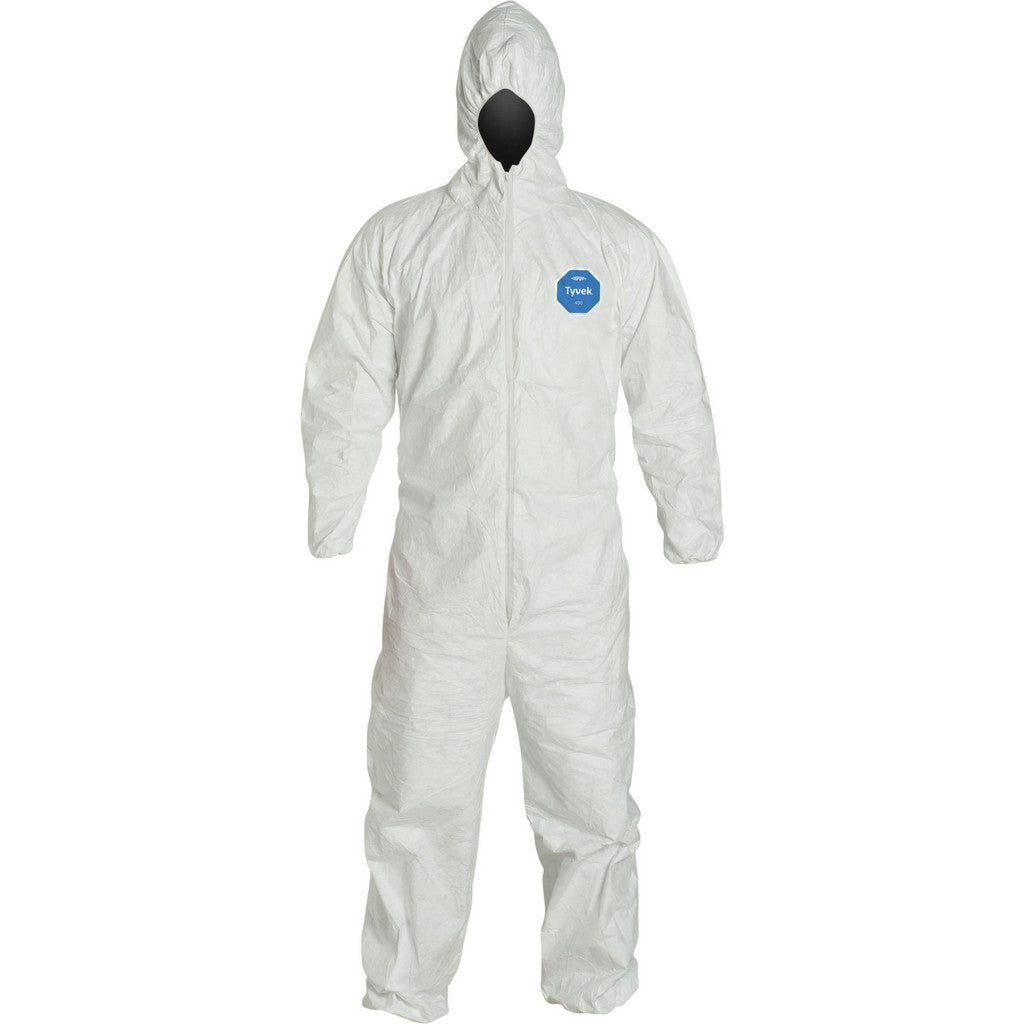 Dupont TY127SWH2X002500 Disposable Coveralls: Non-Hazardous Liquid Splash, Particle, Splash & Particulate Protection, Size 2X-Large, 1.2000 oz, Tyvek 400 TY127SWH 00
