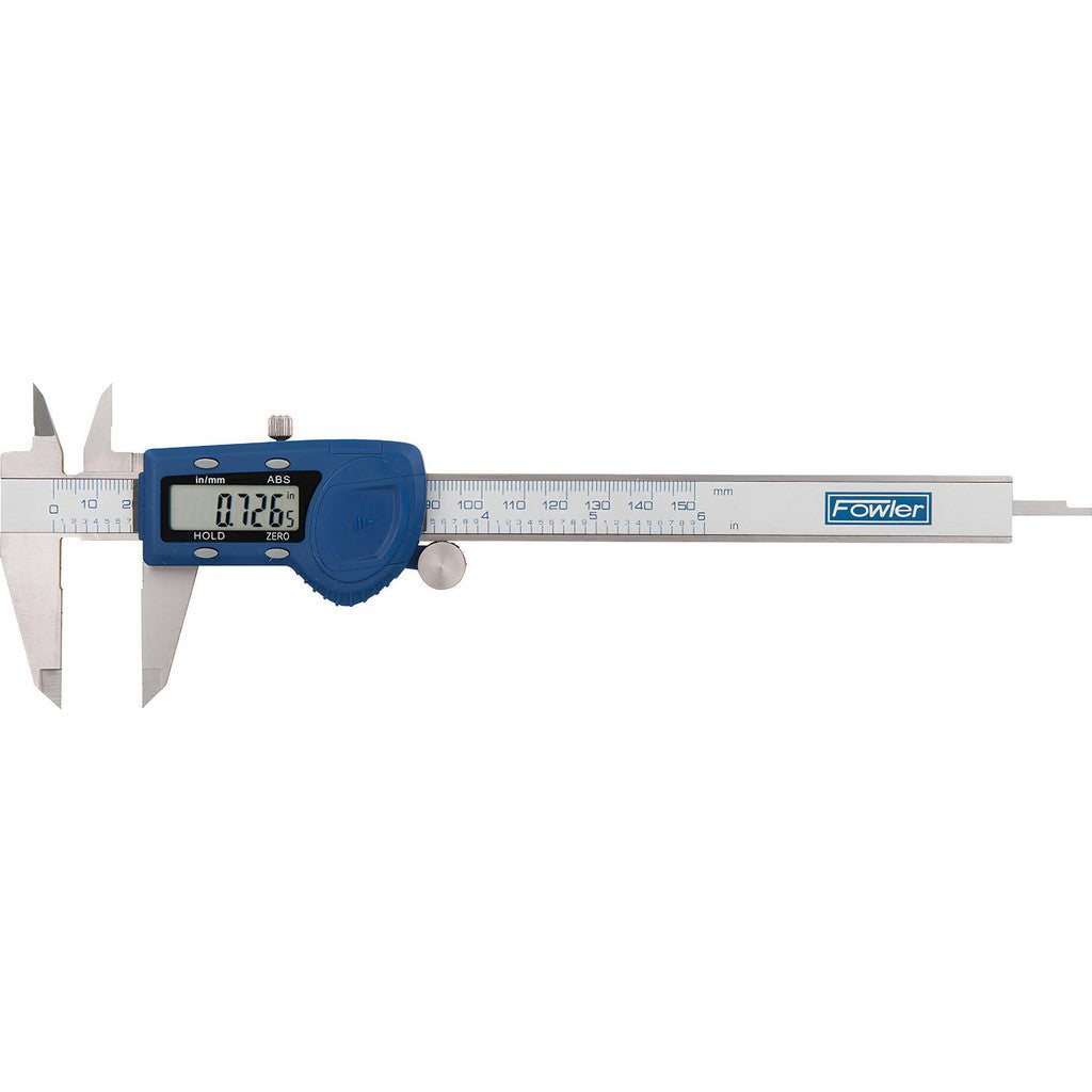 Fowler 54-101-200-1 Electronic Caliper: 200.00 mm/8", ±0.0100 mm/±0.0005" Resolution, ±0.04 mm/±0.0016" Accuracy, Stainless Steel Jaws