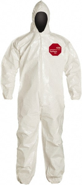 Dupont SL127BWHLG001200 Disposable Coveralls: Abrasion Protection, Size Large, 3.6000 oz, Tychem 4000, Zipper Closure