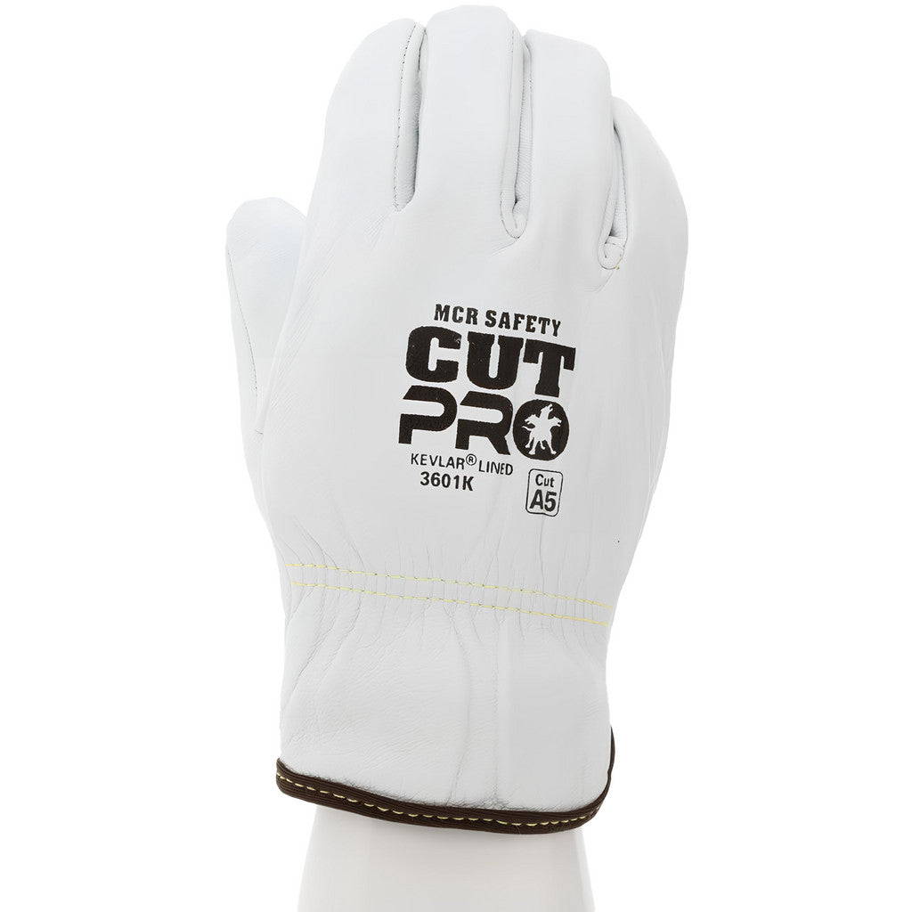 MCR Safety 3601KM Cut, Puncture & Abrasion-Resistant Gloves: Memphis 3601K, Size Medium, ANSI Cut A5, ANSI Puncture 3, Kevlar Lined, Goatskin