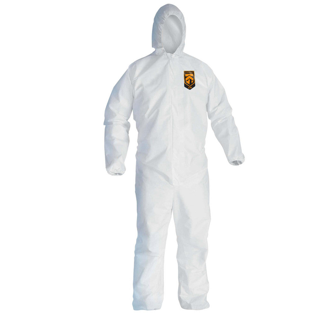 KleenGuard 44325 Non-Disposable Rain & Chemical-Resistant Coveralls: Non-Hazardous Dry Particulate, Non-Hazardous Liquid Splash & Non-Hazardous Liquid Spray, Size 2X-Large, White, Microporous Film