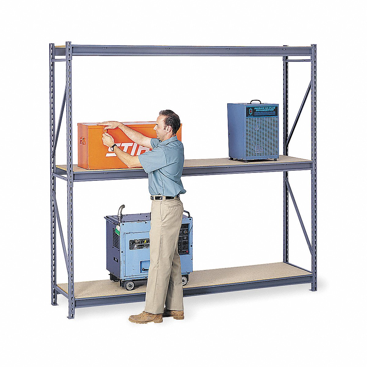 Tennsco Bulk Storage Rack, Starter Unit, 48" W x 36" D x 96" H Industrial Steel Shelving