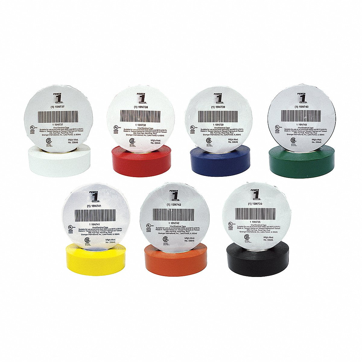 Reserved - 7 Combinations Elec Tape, 66 Ft Lx3/4" W, 7 Mil, Assorted, 66 ft (7DX31)