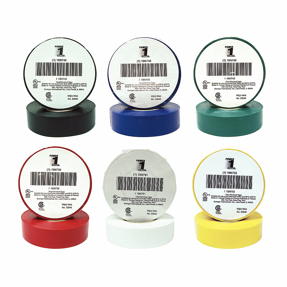 Reserved - 7 Combinations Elec Tape, 60 Ft Lx3/4" W, 7 Mil, Assorted, 60 ft (7DX32)