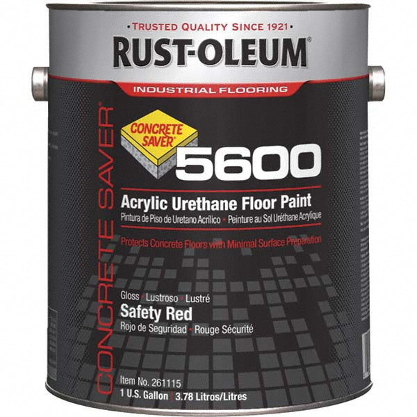 Rust-Oleum 261115 Industrial Choice 5600 System Acrylic Urethane Floor Paint, Safety Red, Gloss, 1 Gallon
