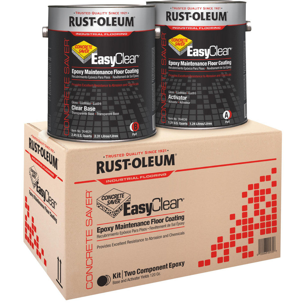 Rust-Oleum 256673 Concrete Saver EasyClear Epoxy Maintenance Floor Coating, Clear, Gloss, 1 Gallon Kit