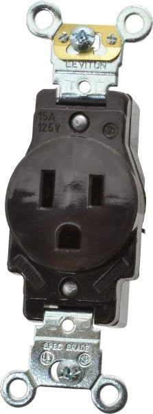 Leviton 5261 Straight Blade Single Receptacle: NEMA 5-15R, 15 Amps, Self-Grounding