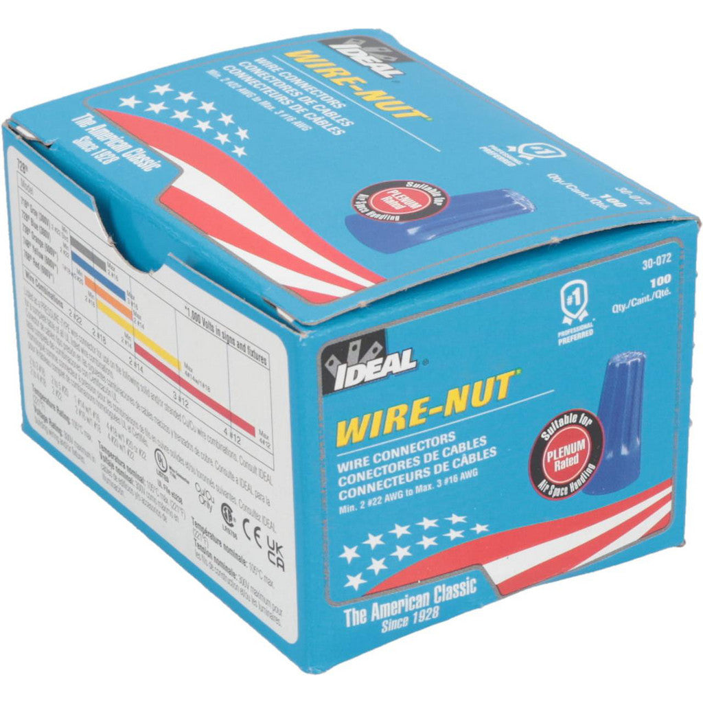 Ideal 30-072 Standard Twist-On Wire Connector: Blue, Flame-Retardant, 2 AWG
