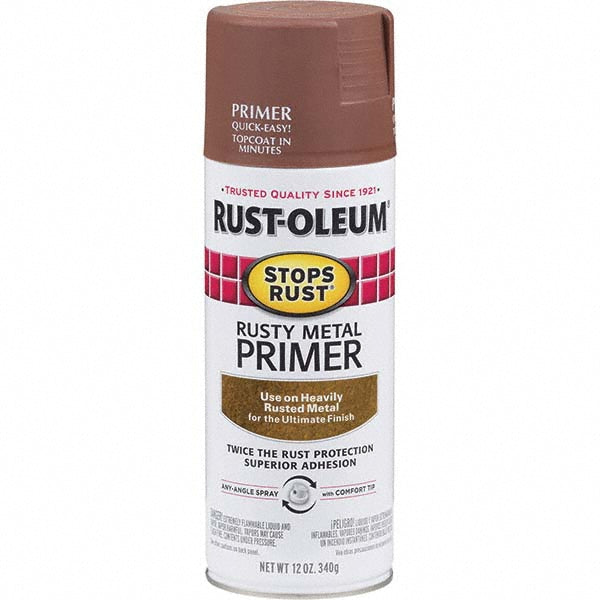 Rust-Oleum 7769830 Stops Rust Enamel Rusty Metal Primer Spray, Brown, Flat, 12 oz