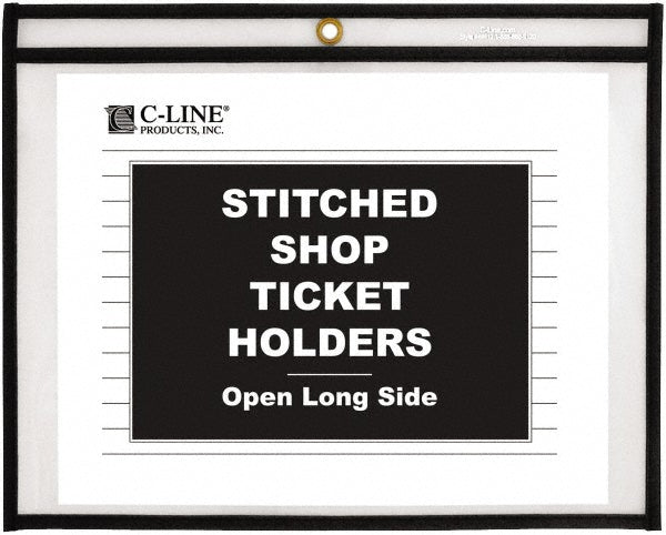 C-LINE 49912 25 Pc Stitched Shop Ticket Holder-Open Long Side: Clear