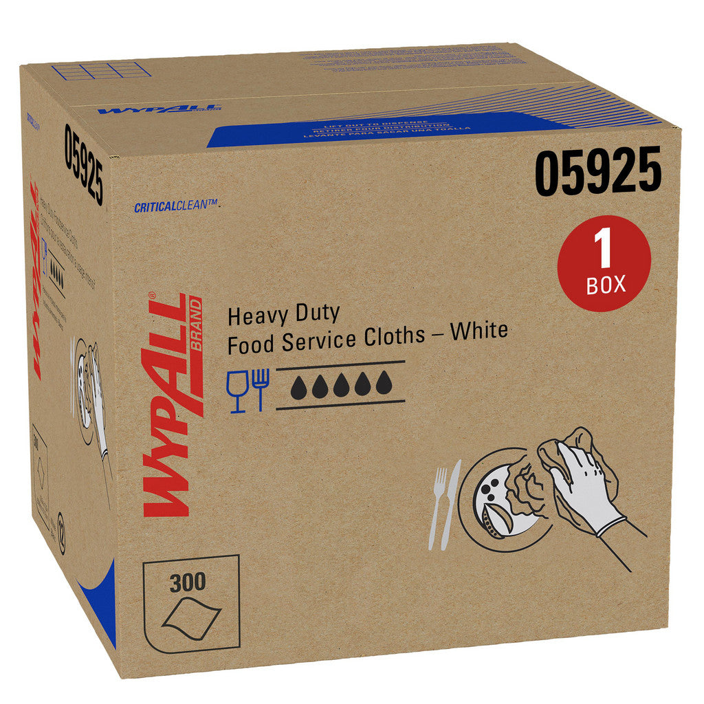WypAll 5925 CriticalClean Heavy Duty Foodservice Cloths (05925), Quarterfold Towels, White