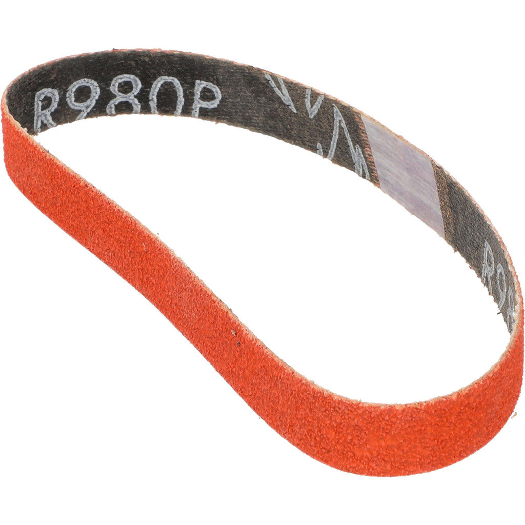 Norton 69957398020 Abrasive Belt: 1/2" Wide, 12" OAL, 80 Grit, Ceramic Alumina