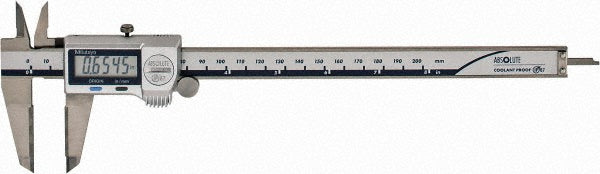 Mitutoyo 500-732-20 Electronic Caliper: 200.00 mm/8", ±0.0100 mm/±0.0005" Resolution, ±0.02 mm/±0.0010" Accuracy, Carbide-Tipped Jaws