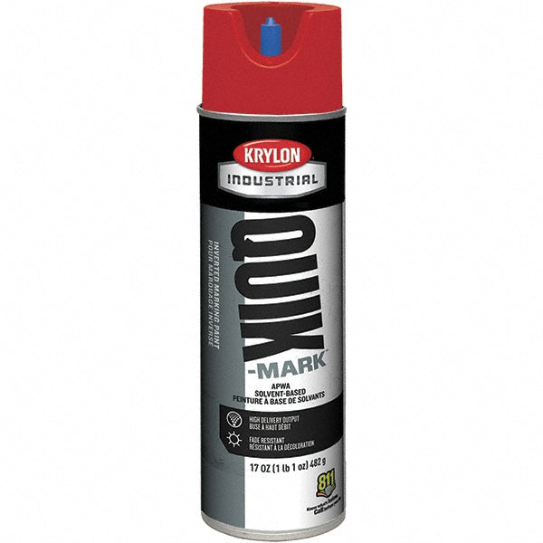 Krylon A03611007 Industrial Quik-Mark Solvent-Based Inverted Marking Paint, Flat, Red, 17 oz