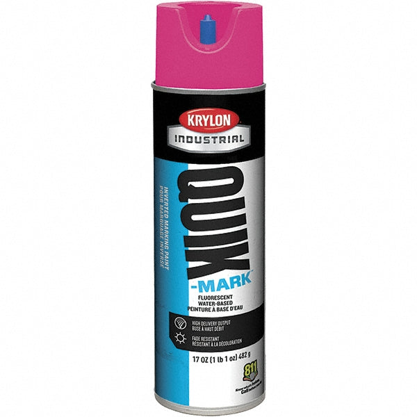 Krylon A03612004 Industrial Quik-Mark Water-Based Inverted Marking Paint, Flat, Fluorescent Pink, 17 oz
