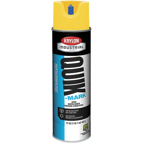 Krylon A03801004 Industrial Quik-Mark Water-Based Inverted Marking Paint, Flat, APWA Utility Yellow, 17 oz