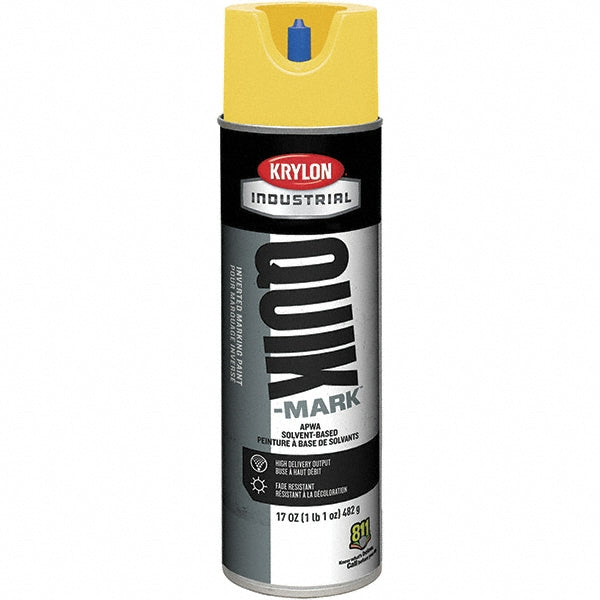 Krylon A03821007 Industrial Quik-Mark Solvent-Based Inverted Marking Paint, Flat, High Visibility Yellow, 17 oz