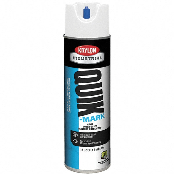 Krylon A03901004 Industrial Quik-Mark Water-Based Inverted Marking Paint, Flat, Brilliant White, 17 oz